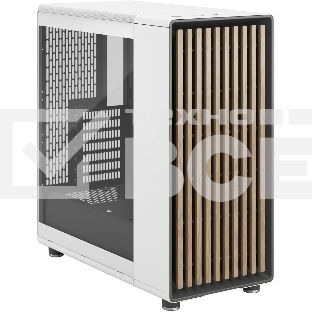 Компьютерный корпус без блока питания Case Fractal Design North TG Clear Tint, Midi-Tower, 2x140мм, 2xUSB-A 3.2 + 1xUSB 3.2 Type-C ATX, mATX, mITX Wood panel, Chalk белый