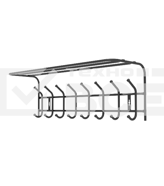 Вешалка с полкой Ника-Премиум ВП8М/Ч черная, 8 крючков
