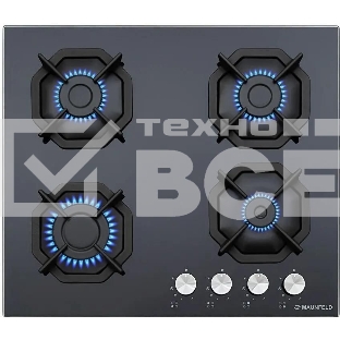 Газовая варочная панель Maunfeld EGHG.64.2CB/G, 4 конфорки, закаленное стекло, черный