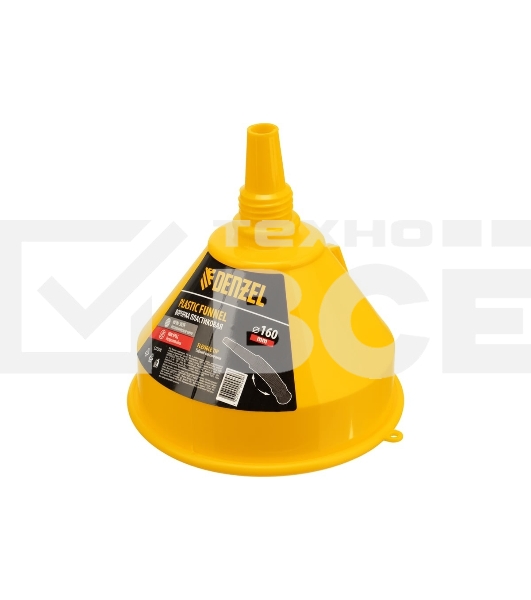 Воронка пластиковая Denzel 160 мм с металлическим ситом, непроливайкой и гибким наконечником