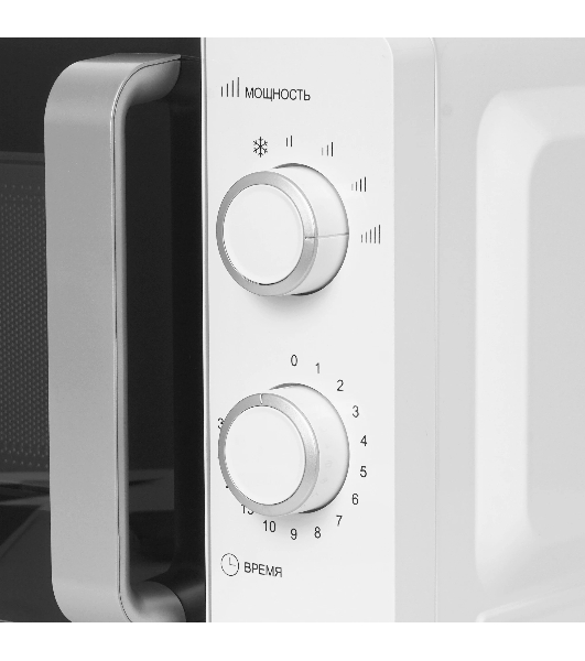 Микроволновая печь Renova MMS-20W1 белый/черный, 20 л, 700 Вт, переключатели - поворотный механизм