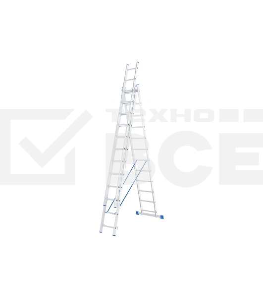 Лестница Сибртех, 3 х 12 ступеней, алюминиевая, трехсекционная