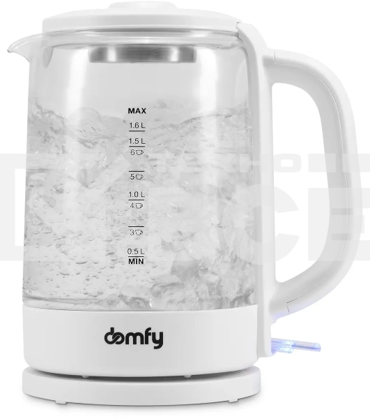 Чайник электрический Domfy DSW-EK304 1.7л. 2200Вт белый (корпус: стекло)