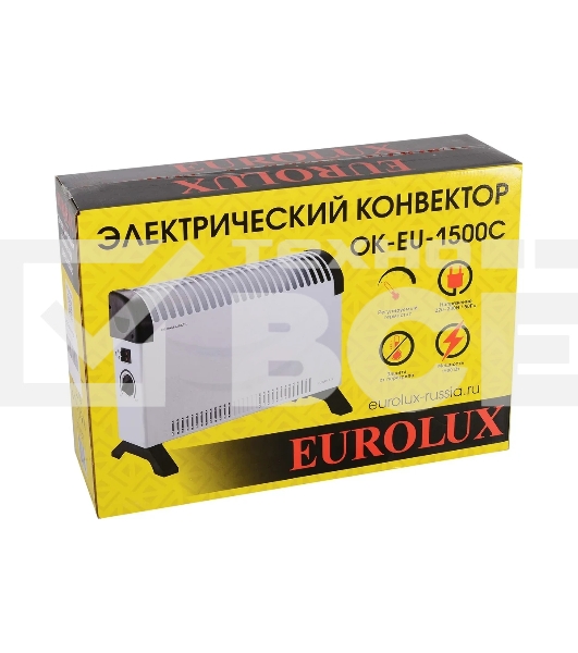 Конвектор Eurolux ОК-EU-1500C белый, 1500 Вт, 20 м2, термостат