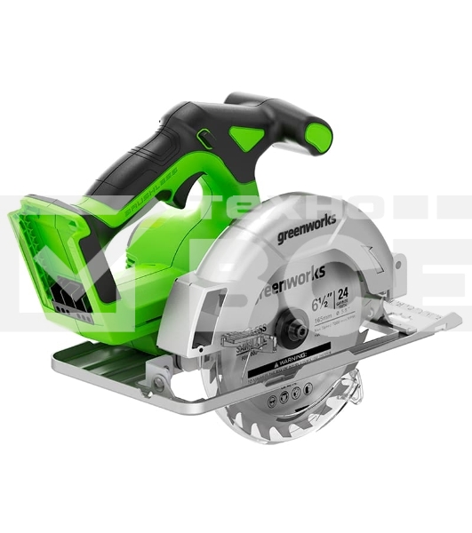 Циркулярная пила аккумуляторная GreenWorks GD24CS165, 24V, бесщеточная, 57 мм, без АКБ и ЗУ (1501607)