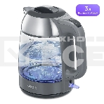 Чайник электрический Kitfort КТ-6762 3л. 2000Вт серый/серебристый корпус: стекло/металл/пластик, фото5