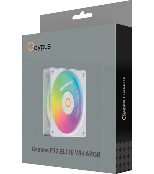 Вентилятор для корпуса Ocypus Gaммa F12 Elite WH ARGB REVERSE BLADE, 120x120x25мм, 4-PIN PWM, 600-1800 RPM, 26 DBA MAX, HYDRO BEARING