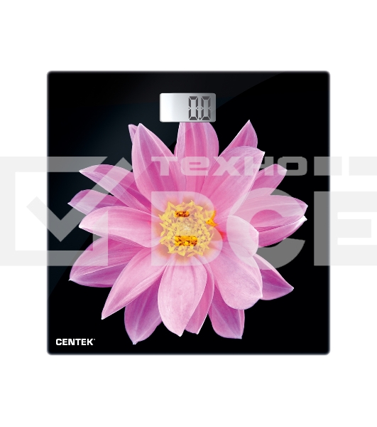 Весы напольные Centek CT-2416 Pink Flower электронные 180кг, 0,1кг, LCD 45x28, размер 26х26см