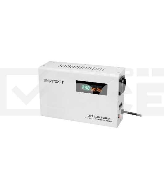 Настенный стабилизатор напряжения SMARTWATT AVR SLIM 500RW (100W - 260W, 500VA, 0.5 кВт, 50 Гц, розеток — 1, LED-диспле