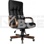 Кресло руководителя Бюрократ T-9932Walnut черный, эко.кожа, крестов. металл/дерево, фото 1
