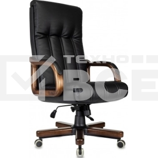 Кресло руководителя Бюрократ T-9932Walnut черный, эко.кожа, крестов. металл/дерево