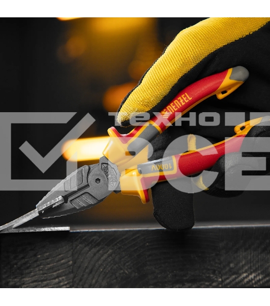 Плоскогубцы комбинированные Denzel диэлектрические трехкомпонентные рукоятки до 1000 В, 165 мм