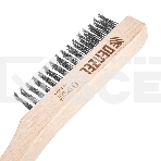 Щетка зачистная Denzel 3-х рядная, прямая проволока из нержавеющей стали с деревянной ручкой, EFP, фото3