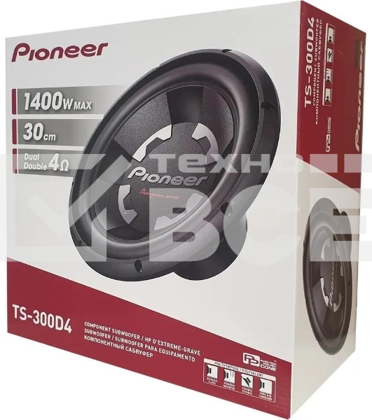 Сабвуфер автомобильный Pioneer TS-300D4 400Вт пассивный (30 см/12')
