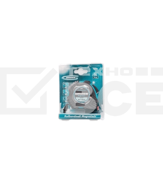 Рулетка Gross Magnetisch, 3 м х 16мм, обрезин. корпус, автоматич. фиксация, нейлон. покр., магн. зацеп