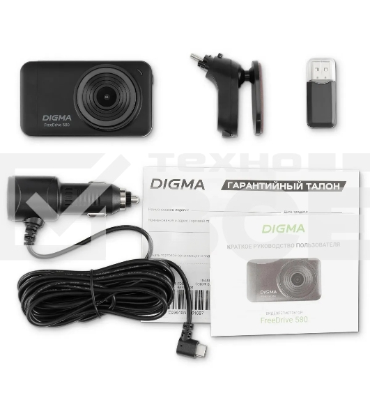 Видеорегистратор Digma FreeDrive 580 черный 4Mpix 1296x2304 1296p 140гр. GP2178