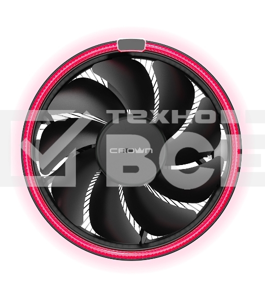 Кулер для процессора Crown CM-1150PWM RED v2 черный, 105 мм, алюминий, 1800 об/мин, 26.3 дБ, 4 pin, 115 Вт, 70 мм