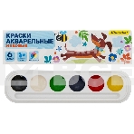 Краски акварельные Silwerhof 961139-06 Веселые друзья медовые 6цв. без кисти картон.кор., фото2