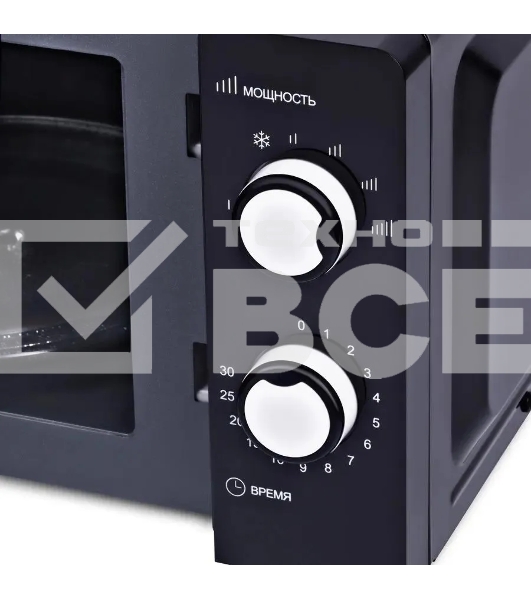 Микроволновая печь SunWind SUN-MW031 черный, 20 л, 700 Вт, переключатели - поворотный механизм