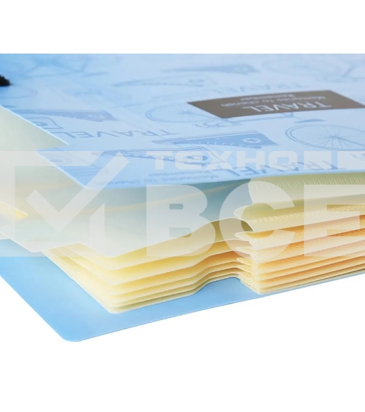 Папка-портфель Deli 5737 на кнопке 8 отделений, A4, пластик, ассорти