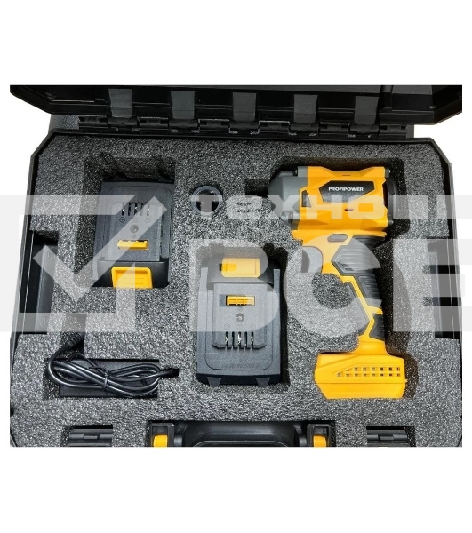 Гайковерт бесщеточный ProfiPower BLDTW-18V (Li-ion-2шт, 2.0А·ч, 330Нм,З/У,в коробке)