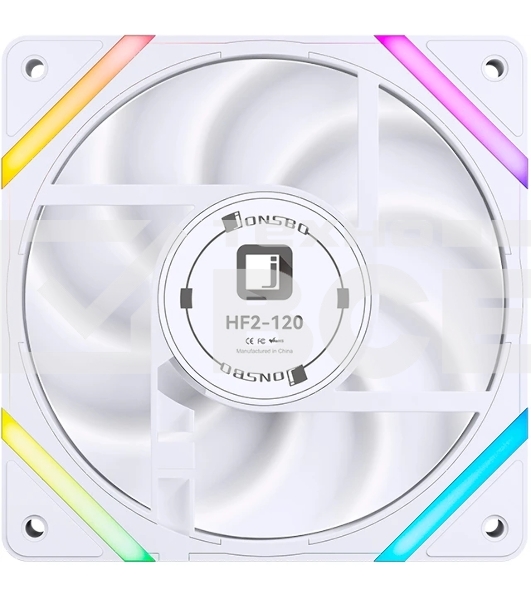 Вентилятор для корпуса JONSBO HF2-120WR Reverse (120x120x25мм, 4-pin PWM, ARGb, 63.3CFM, 29.5dBA, 2200RPM, белый)