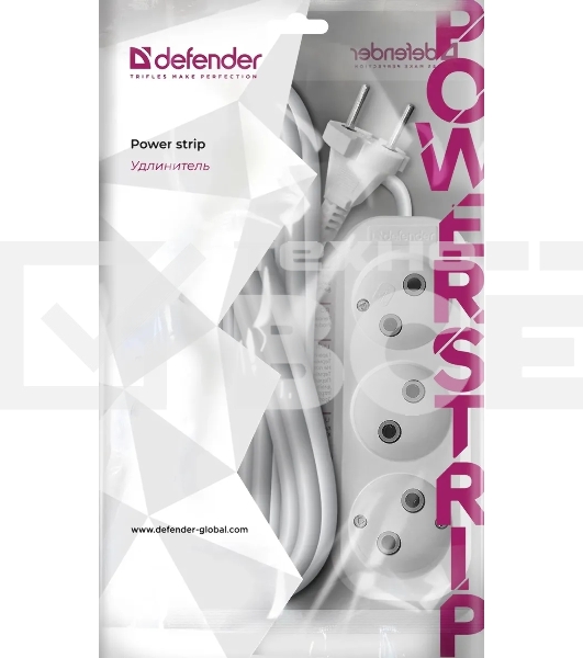 Удлинитель Defender B230 - 3 роз х 10 м, белый