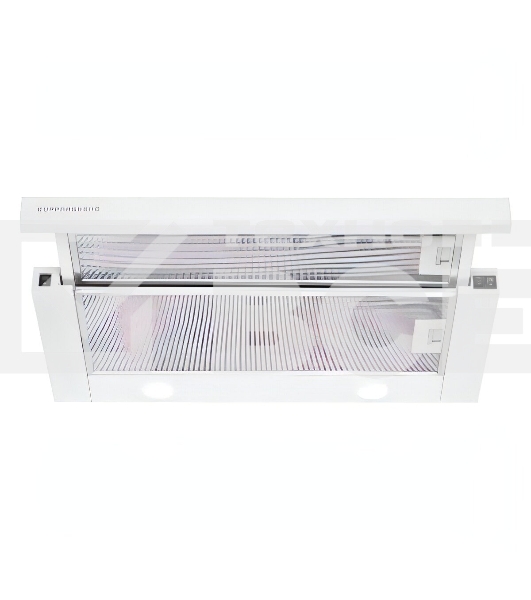 Вытяжка встраиваемая Kuppersberg SLIMLUX 60 W, ширина 55,2 см, отвод/рециркуляция, 550 м3/час, механическое кнопочное управление, 3 скорости, светодиодное освещение 2х2 Вт, металлические жироулавливающие фильтры, угольный фильтр KF-Y (опция), белый