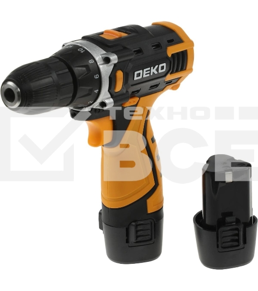 Дрель-шуруповерт аккумуляторная Deko DKCD12FU-Li SET3, 12В, 2АКБ, Кейс