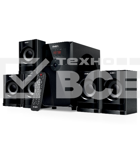 Компьютерная акустика SVEN АС HT-201, черный (80 Вт, Bluetooth, пульт, дисплей, FM, USB, SD)