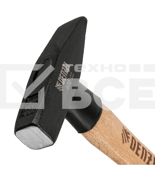 Молоток слесарный Denzel 400 г, кованый квадратный боек, буковая рукоятка