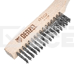 Щетка зачистная Denzel 3-х рядная, прямая проволока из нержавеющей стали с деревянной ручкой, EFP, фото4