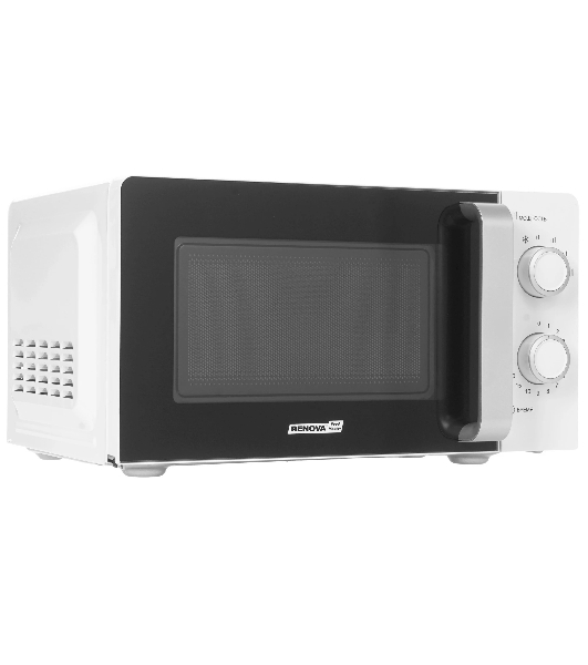 Микроволновая печь Renova MMS-20W1 белый/черный, 20 л, 700 Вт, переключатели - поворотный механизм