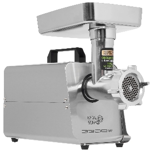 Мясорубка электрическая HOLT HT-MG-010 серый металлик, 3300 Вт, 3.5 кг/мин, реверс, насадки - 4