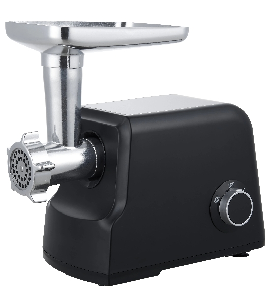 Мясорубка электрическая YOSHIRO YMG-P2200 черный, 2200 Вт, 2.5 кг/мин, реверс, защита от перегрузки, металлический лоток, насадки - 5
