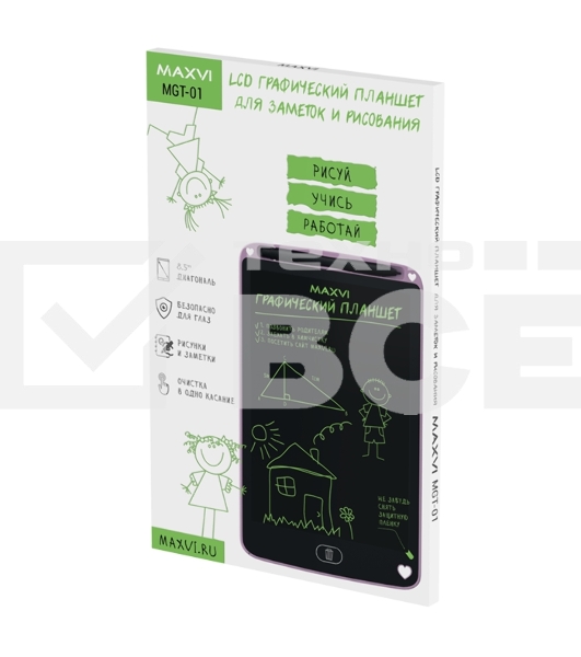 Графический планшет LCD для заметок и рисования Maxvi MGT-01 pink