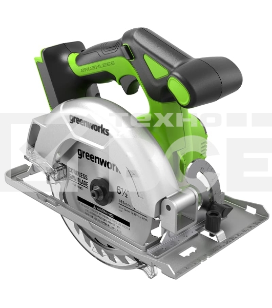 Циркулярная пила аккумуляторная GreenWorks GD24CS165, 24V, бесщеточная, 57 мм, без АКБ и ЗУ (1501607)
