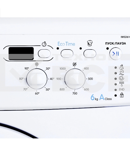 Стиральная машина Indesit IWSD6105 (CIS) L(R) белый, загр. фронтальная макс.: 6 кг 1000 об/мин класс: А