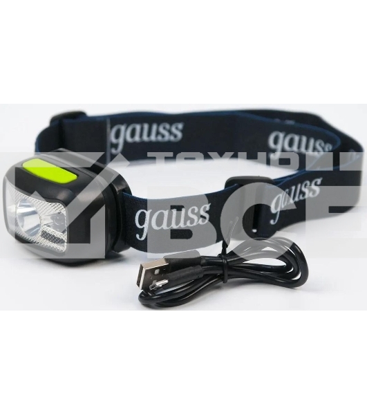 Фонарь налобный GAUSS GFL402 3W 220lm Li-ion 1200mAh LED