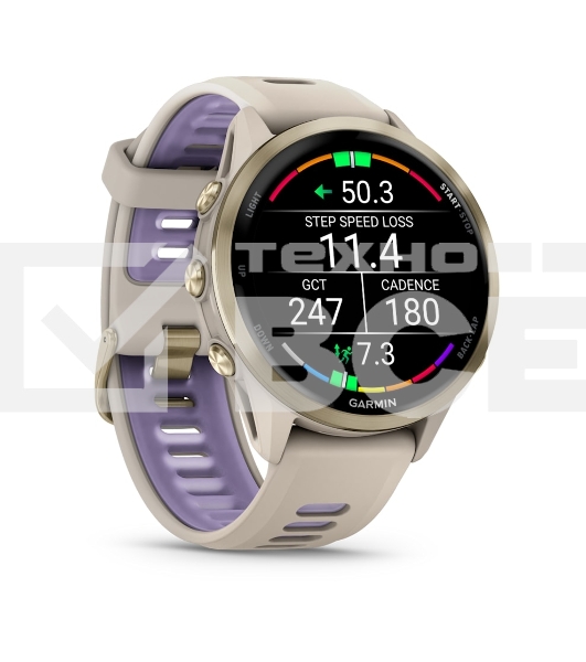 Смарт-часы Garmin Forerunner 970 золотистый титановый безель, серо-фиолетовый ремешок 47мм