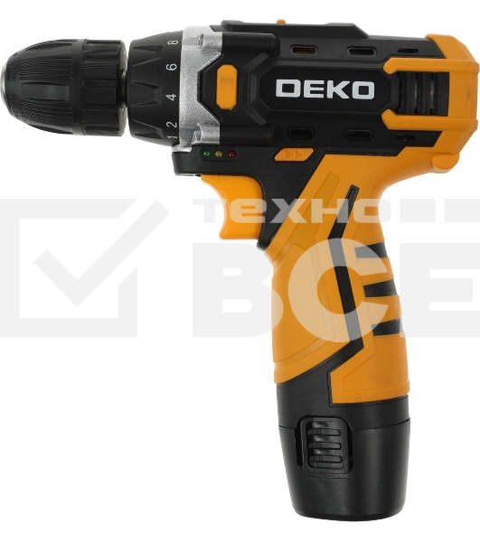Дрель-шуруповерт аккумуляторная Deko DKCD12FU-Li SET3, 12В, 2АКБ, Кейс