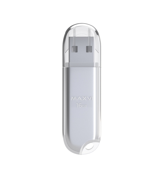 Флешка USB Maxvi P1 (FD16GBUSB20C10P1 silver), 16GB, USB 2.0, R/W 12/5, серебристый