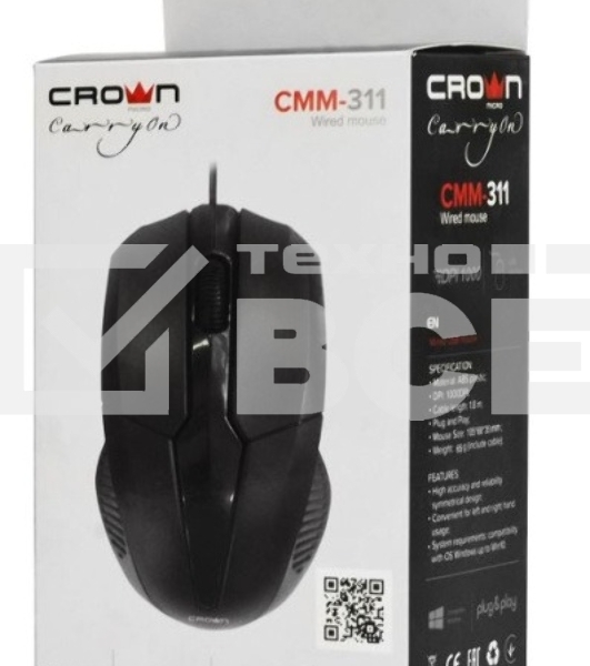 Мышь проводная CROWN CMM-311 черный