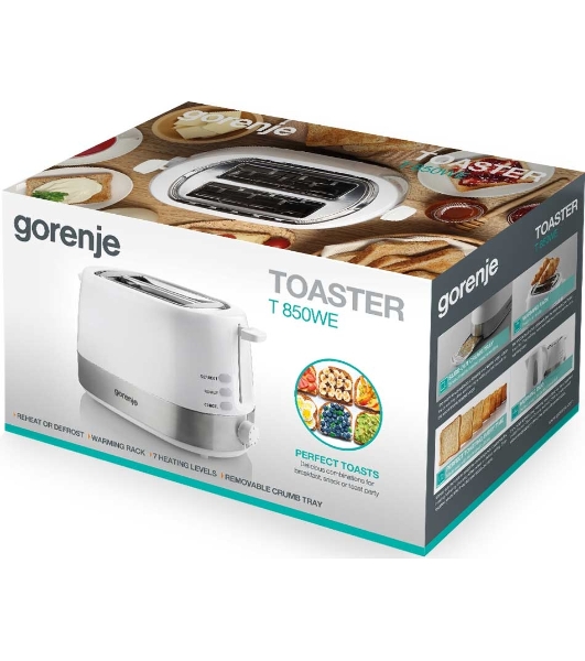 Тостер Gorenje T850WE белый, 720 Вт, 2 слота