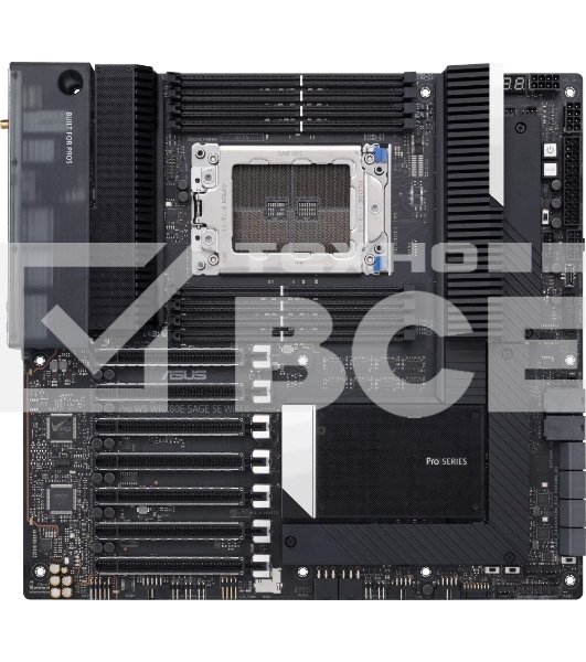 Материнская плата ASUS Pro WS WRX80E-SAGE SE WIFI II, sWRX8, AMD WRX80, 8xDDR4, 8xSATA, 3xM.2, 7xPCI-E 4.0 x16, 2xRJ-45 10Gb, 8xUSB 3.2 Gen 2, 1xUSB 3.2 Gen 2, 1xUSB 3.2 Gen 2x2, 5x3.5 мм, 7.1, E-ATX