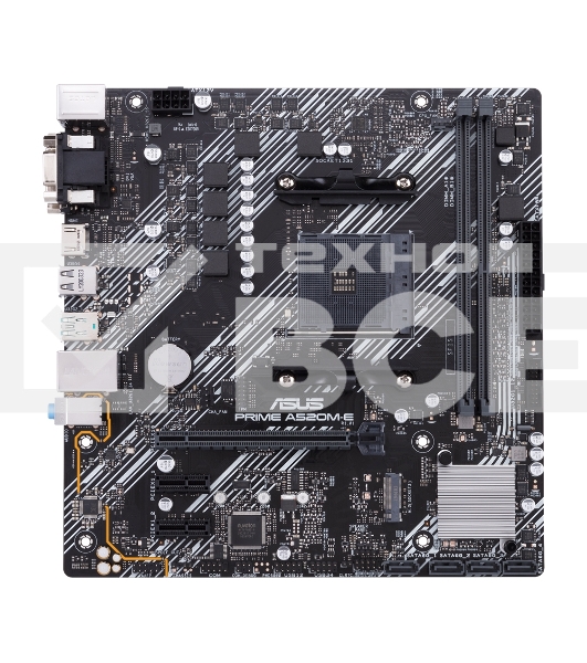 Материнская плата ASUS PRIME A520M-E/CSM, AM4, AMD A520, 2xDDR4, 4xSATA, 1xM.2, 1xPCIe 3.0 x16, 2xPCIe x1, 1xDVI-D, 1xHDMI, 1xVGA, 1x 1Gb LAN, 1xUSB-A 3.2 Gen 2, 2xUSB-A 2.0, 4xUSB-A 3.2 Gen 1, 3x3.5 мм, 7.1, mATX