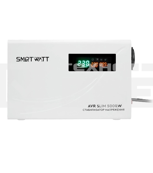 Настенный стабилизатор напряжения SMARTWATT AVR SLIM 500RW (100W - 260W, 500VA, 0.5 кВт, 50 Гц, розеток — 1, LED-диспле