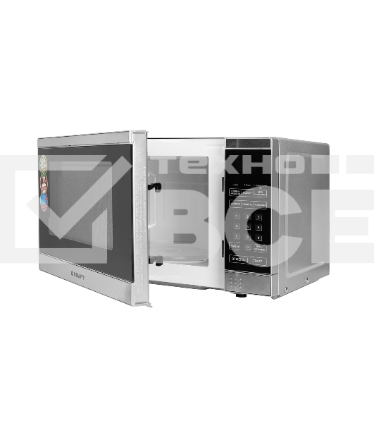 Микроволновая печь Kraft KF20MW7S-300D серебристый, 20 л, 700 Вт, переключатели - сенсор