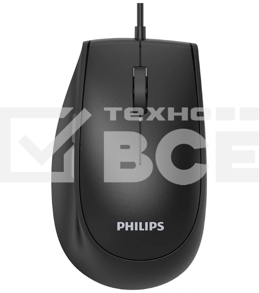 Мышь проводная Philips SPK7327 черный, 1600 dpi, USB, кнопки - 5