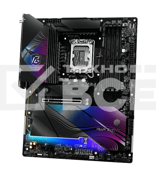 Материнская плата ASRock Z890 Riptide WiFi, LGA 1851, Intel Z890, 4xDDR5, 4xSATA, 5xM.2, 1xPCIe 5.0 x16, 1xPCIe 4.0 x16, 1xPCIe x1, 2xUSB-C Thunderbolt 4, 4xUSB-A 3.2 Gen 1, 1xUSB-A 3.2 Gen 2, 1xHDMI, 1x2.5Gb LAN, 4x3.5 мм, 7.1, ATX